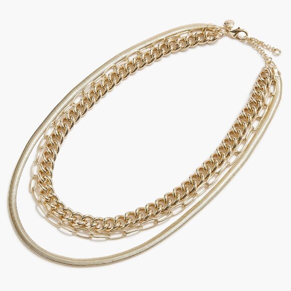 J. Crew Gold Triple-Chain Layering Necklace/NWT - Picture 1 of 8